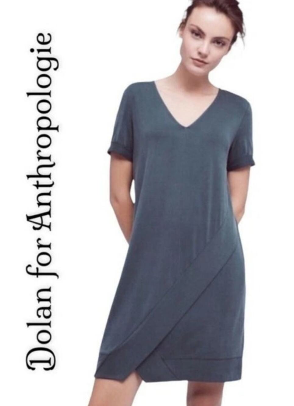 Dolan Shift Dress Large Grey Stretch Slinky Minimalist Office Preppy
